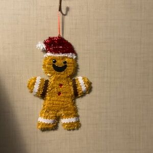 Charming Gingerbread Ornament with Red Santa Hat